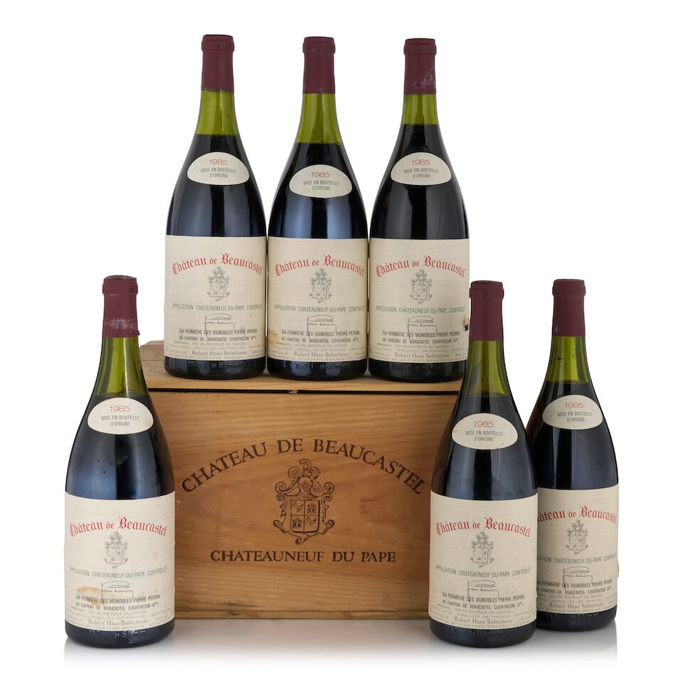 Château de Beaucastel, Châteauneuf-du-Pape, 1989 (6 bottles, 1.5L): Château de Beaucastel, Châteauneuf-du-Pape, 1989 (6 bottles, 1.5L) Region: Southern Rhône Fill Level: one 3.5cm, three 5cm, two 6cm Capsule: lightly worn, oxidized, two corroded, one ni