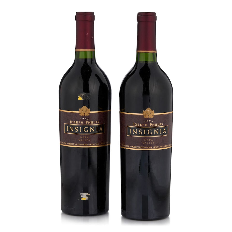 Joseph Phelps, Insignia, 1994 (2 bottles, 750ml): Joseph Phelps, Insignia, 1994 (2 bottles, 750ml) Region: Napa Valley Fill Level: bottom neck Label: one lightly nicked at edge Footnotes: California This lot is subject to the following lot symbols: &