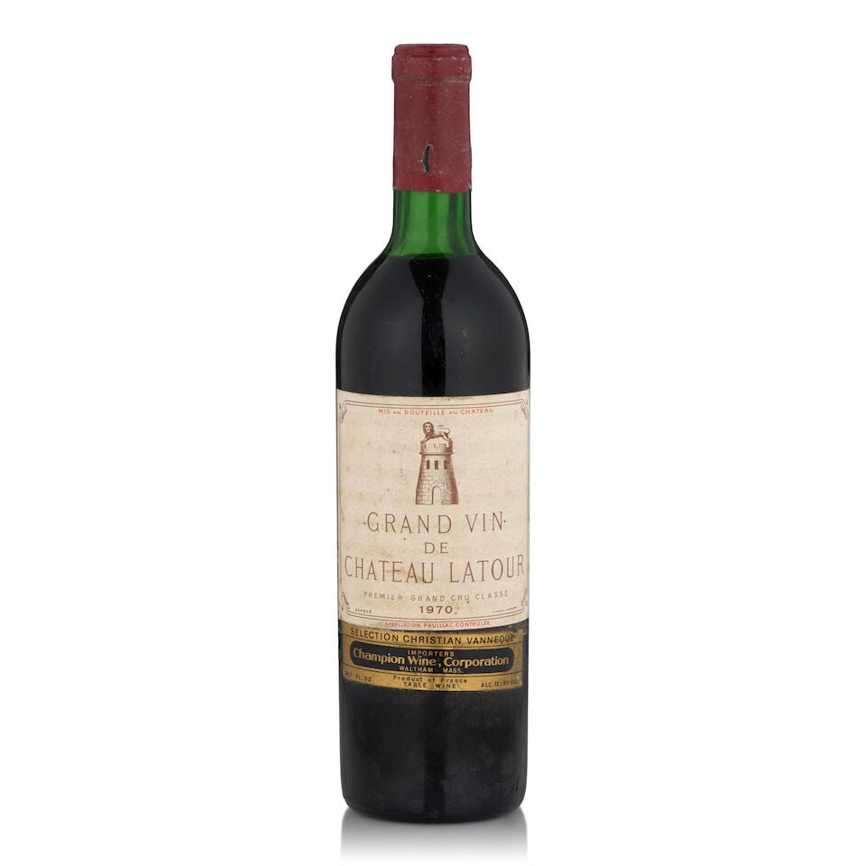 Château Latour, 1970 (1 bottle, 750ml): Château Latour, 1970 (1 bottle, 750ml) Region: Pauillac Fill Level: top shoulder Capsule: worn, nicked with losses Label: bin soiled, glue striped Footnotes: Bordeaux, Left Bank This lot is