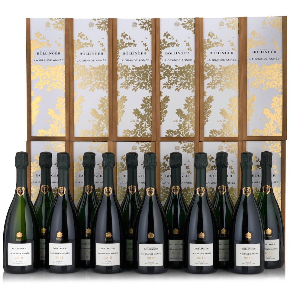 Bollinger, La Grande Année, 2015 (12 bottles, 750ml): Bollinger, La Grande Année, 2015 (12 bottles, 750ml) Region: Aÿ Packaging: individual wooden coffrets inside two 6-pack original cardboard cases Footnotes: Champagne This lot is subject to