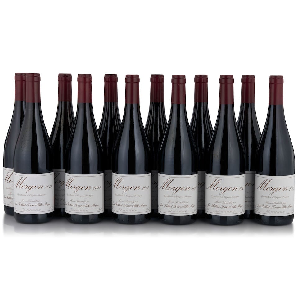 Jean Foillard, Morgon, 2023 (12 bottles, 750ml): Jean Foillard, Morgon, 2023 (12 bottles, 750ml) Region: Beaujolais Packaging: original cardboard case This lot is subject to the following lot symbols: • • Zero rated for tax, no tax will