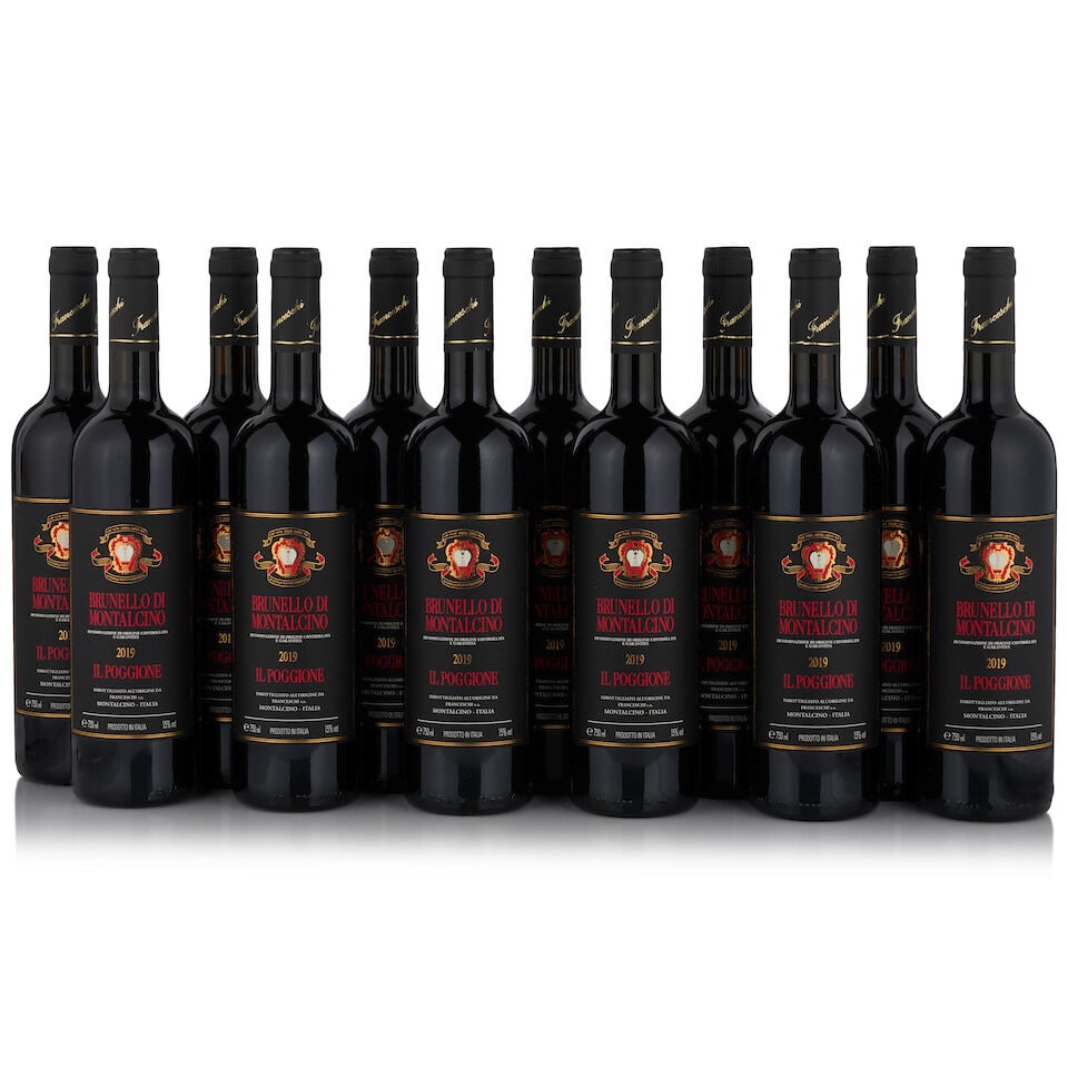 Il Poggione, Brunello di Montalcino, 2019 (12 bottles, 750ml): Il Poggione, Brunello di Montalcino, 2019 (12 bottles, 750ml) Region: Tuscany Packaging: two 6-pack original cardboard cases Footnotes: Italy This lot is subject to the following lot symbols: