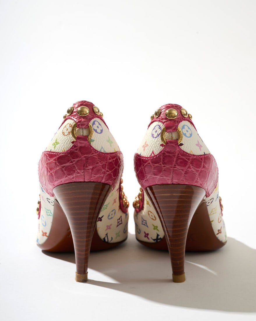 Louis Vuitton x Takashi Murakami, circa 2003. Deux paires d'escarpins peep-toes. Louis Vuitton x... - 4