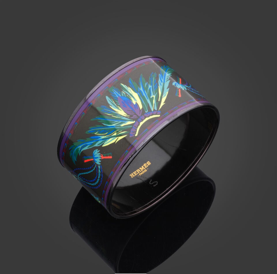 Hermès Paris. Bracelet jonc plat émaillé d'après le dessin Brazil. Hermè... (1 of 1)