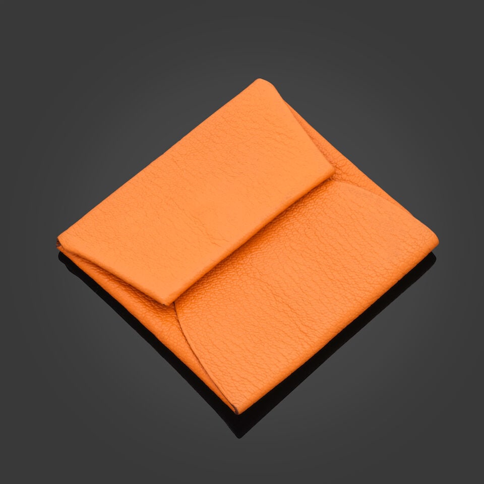 Hermès Paris. Porte-monnaie Bastia en cuir de chèvre orange. Hermès Paris. Bastia... - 2