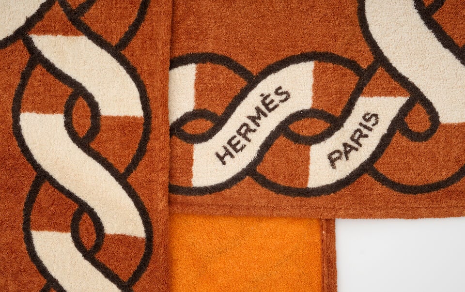 Hermès Paris. Tapis de plage Torsade Marine en coton Tan et Brun. Hermès Paris. Torsad... - 3