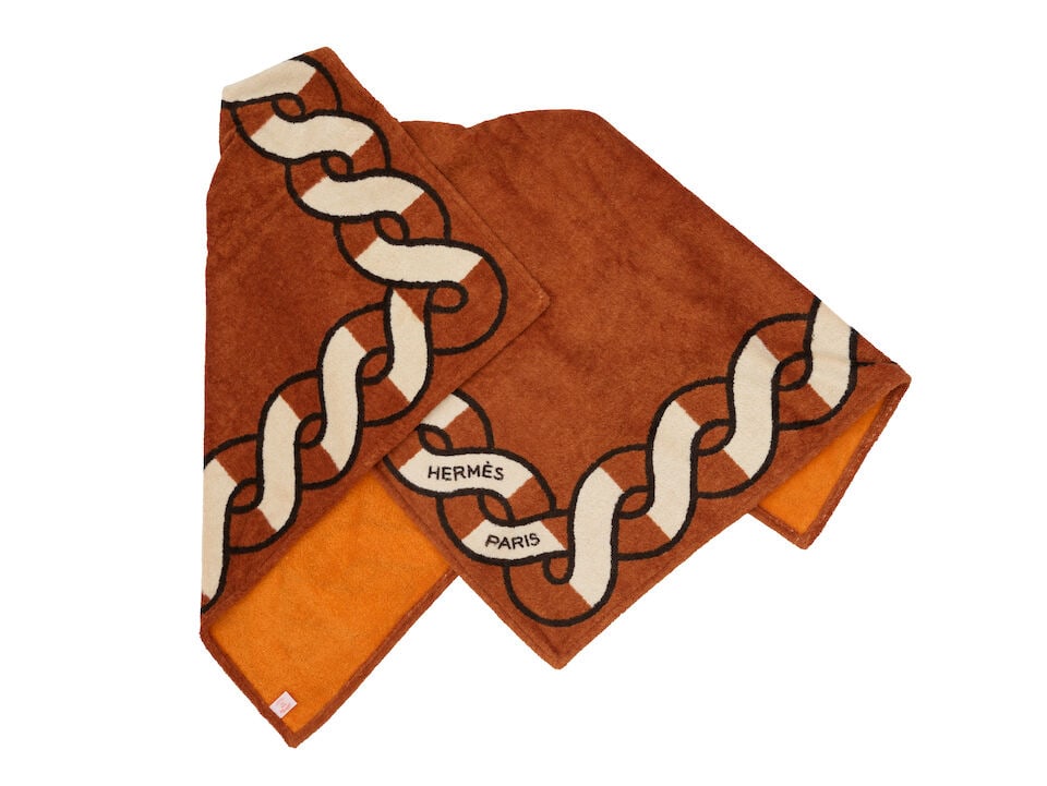 Hermès Paris. Tapis de plage Torsade Marine en coton Tan et Brun. Hermès Paris. Torsad... - 4
