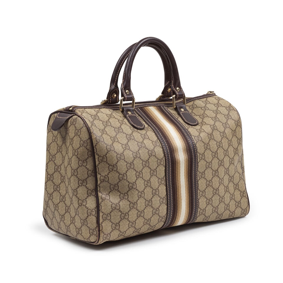 Gucci. Sac Boston Web en toile enduite GG et cuir café. Gucci. Boston Web bag in GG coated ... - 3