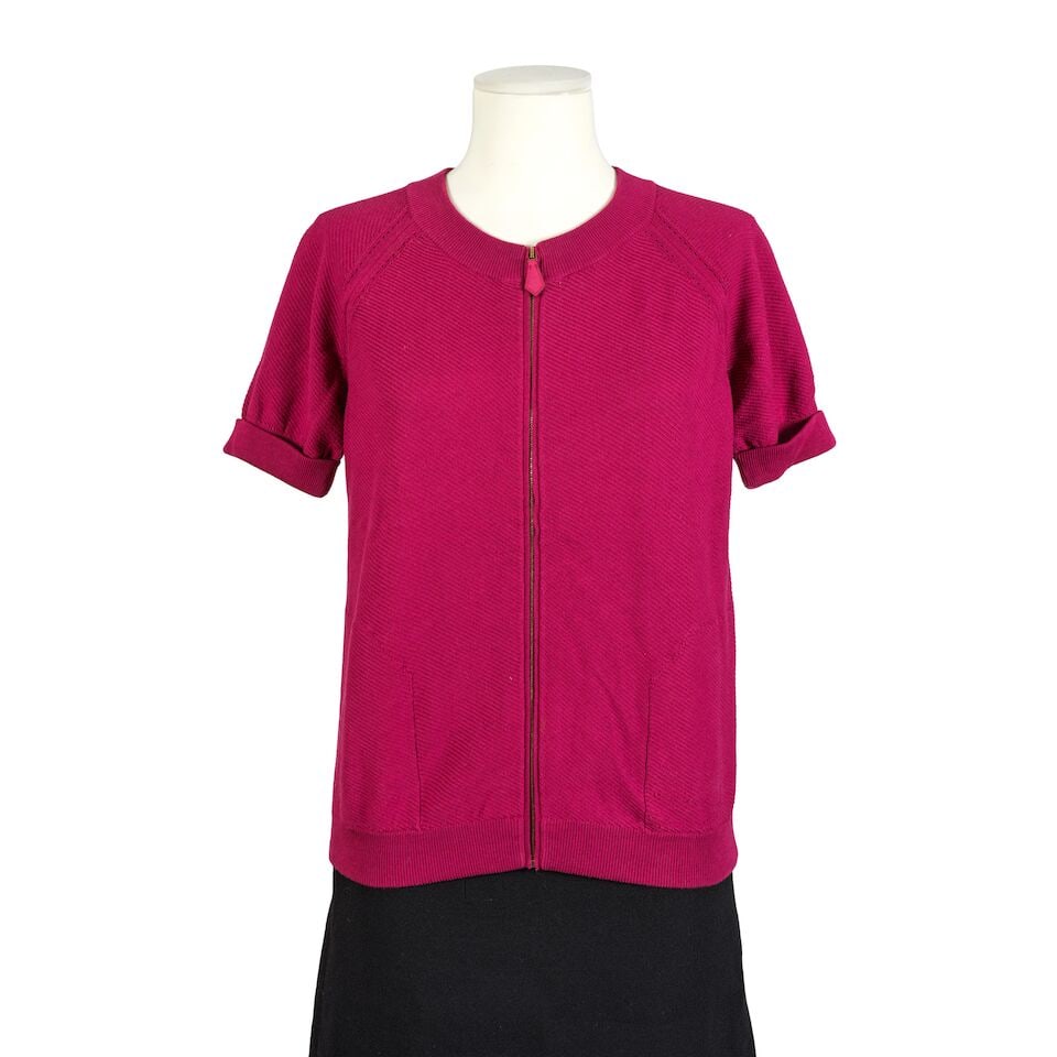 Hermès Paris. Blouson en coton et soie prune. Hermès Paris. Plum cotton and silk jacket. (1 of 1)