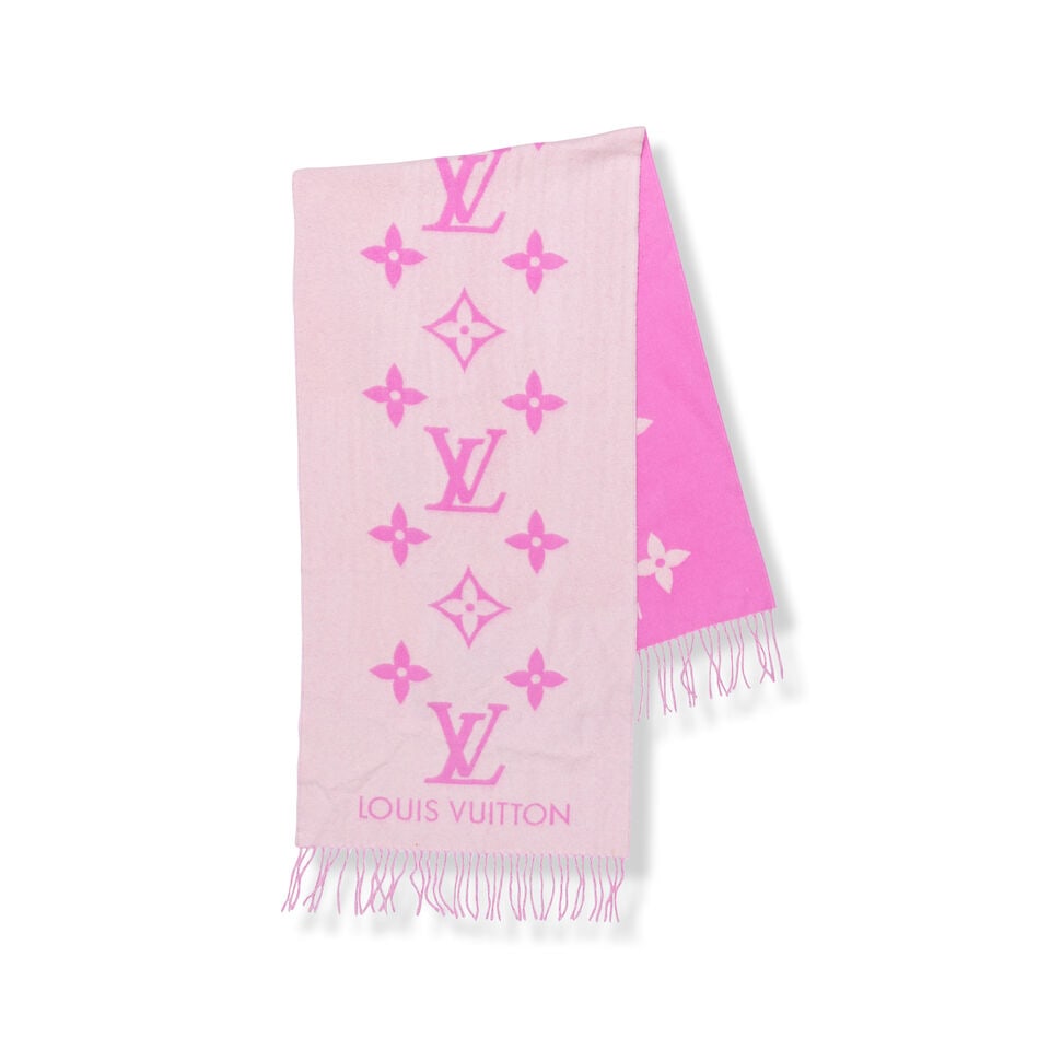 Louis Vuitton. Echarpe Reykjavik en cachemire rose, écru. Louis Vuitton. Reykjavik scarf in... (1 of 1)