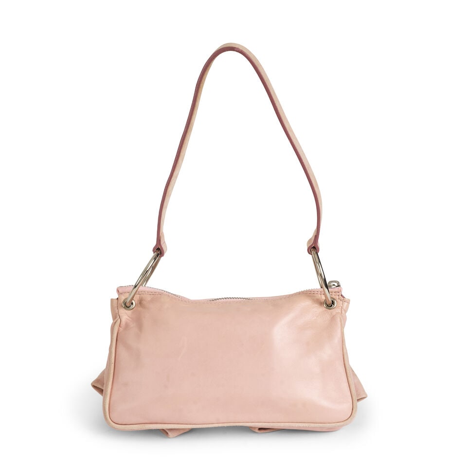 John Galliano. Sac Mini Zippe en cuir et daim rose clair. John Galliano. Mini Zippe bag in light... - 2