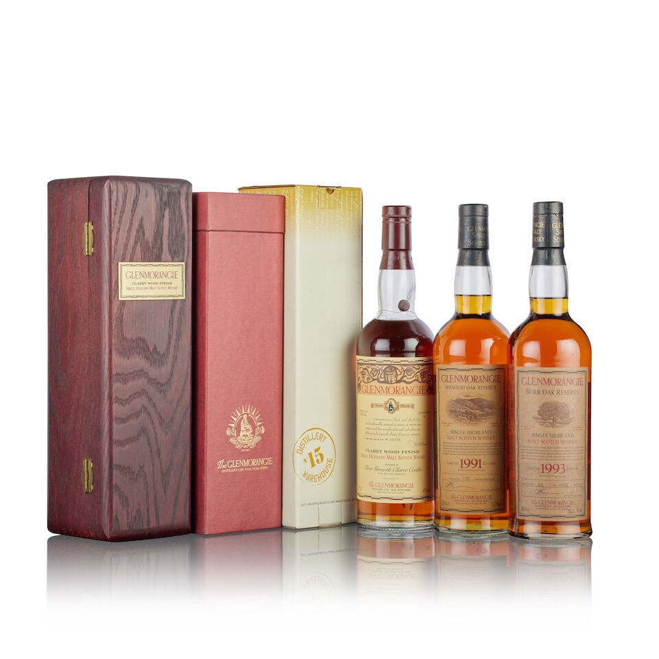 Glenmorangie Claret Wood Finish (1x 70cl) Glenmorangie Missouri Oak Reserve 11 Year Old, 1991... (1 of 2)