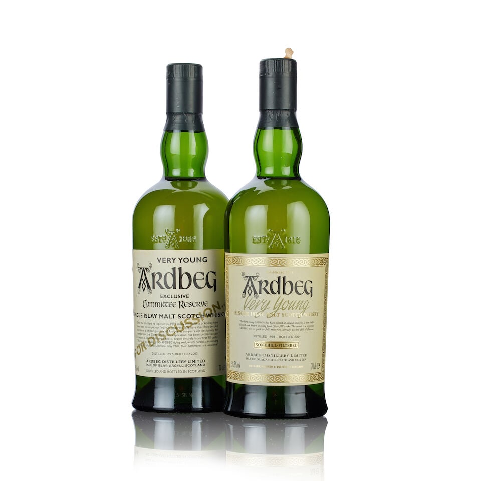 Ardbeg Very Young For Discussion Committee Reserve , 1997 (1x 70cl) Ardbeg Very Young , 1998 (1x... (1 of 2)