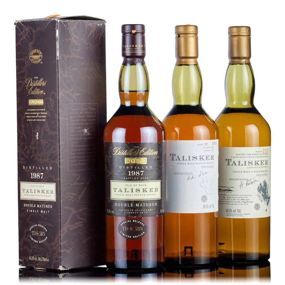 Talisker Special Release TD-S:5BN, 1987 (1x 70cl) Talisker Friends of The Classic Malts, 1989 ...: Talisker Special Release TD-S:5BN, 1987 (1x 70cl) Region: Islands, single malt Fill Level: into neck Capsule: good condition Label: staining, minor tears Packaging: in original carton Alcohol