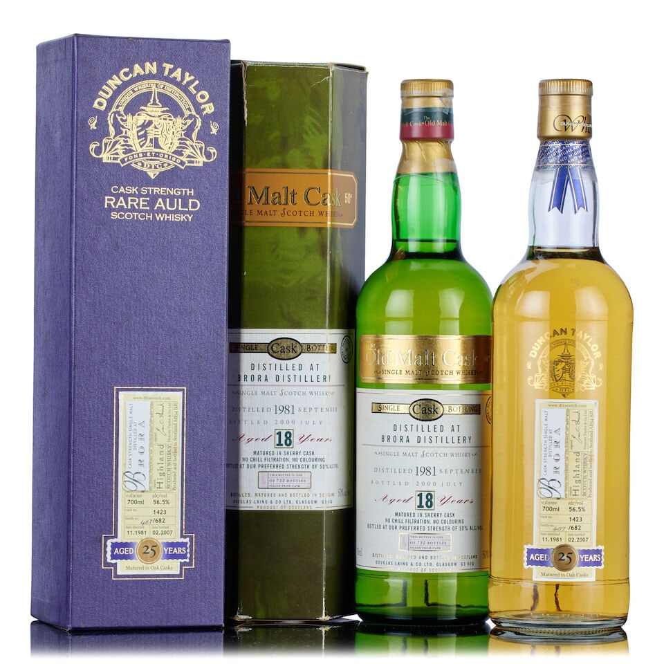 Brora 18 Year Old, Old Malt Cask, 1981 (1x 70cl) Brora 25 Year Old Duncan Taylor , 1981 (1x 7...: Brora 18 Year Old, Old Malt Cask, 1981 (1x 70cl) Region: Highland, single malt Fill Level: into neck Label: good labelling Packaging: in original carton Alcohol content: 50% ABV Notes: One of 732 bott