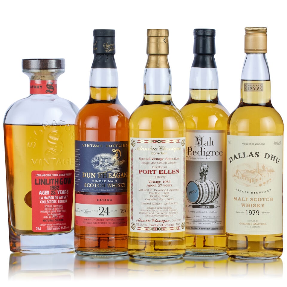 Brora 24 Year Old, 1981 (1x 70cl) Port Ellen 27 Year Old, 1983 (1x 70cl) Rosebank La Maison du W... (1 of 3)