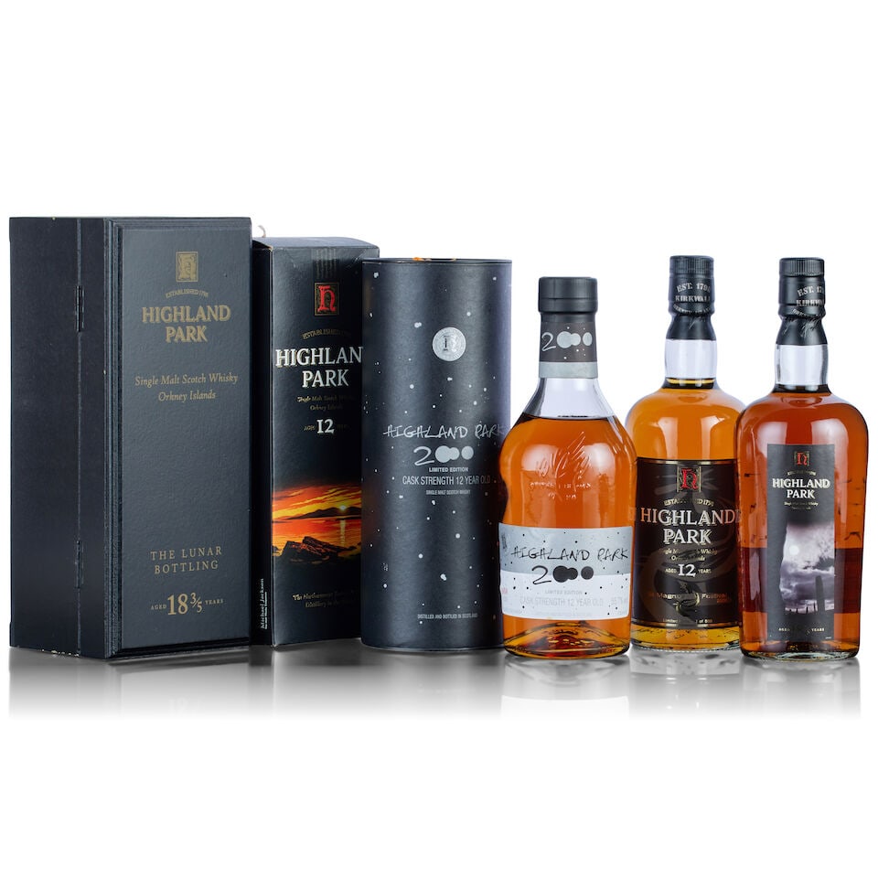 Highland Park 18 3/5 Year Old, The Lunar Bottling, 1988 (1x 70cl) Highland Park 12 Year Old, Mil... (1 of 2)