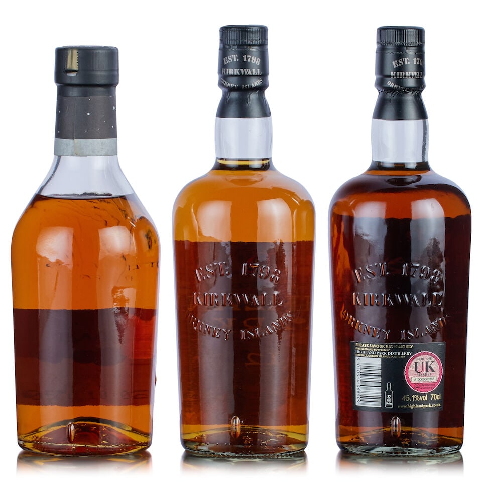 Highland Park 18 3/5 Year Old, The Lunar Bottling, 1988 (1x 70cl) Highland Park 12 Year Old, Mil... - 2