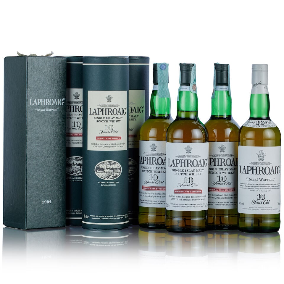 Laphroaig 10 Year Old Original Cask Strength, 2000s (3x 70cl) Laphroaig 10 Year Old Royal Warran... (1 of 2)