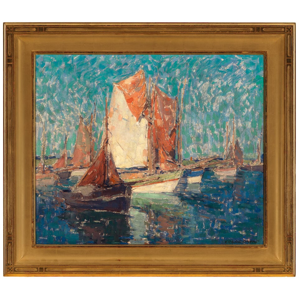 EDGAR PAYNE (1883-1947) Chioggia Boats (Mediterranean Skies) 20 1/4 x 24 1/4 in. - 3