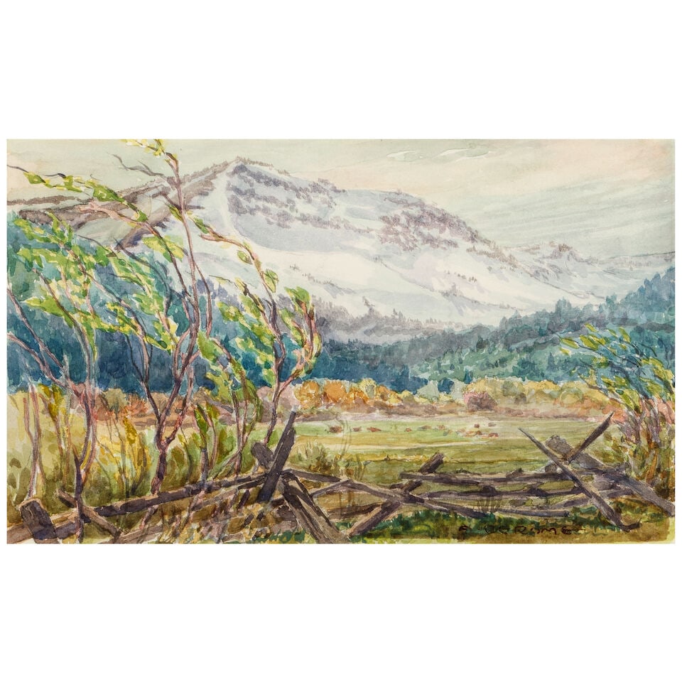 ALBERT THOMAS DEROME (1885-1959) Meadow N.W. of Quincy, Mt. Lyell Glacier and Mt. Lassen (a grou... - 3