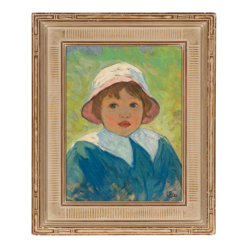FRANK TOLLES CHAMBERLIN (1873-1961) Boy with White Hat and Girl with Blue Eyes (a group of two) ... - 4