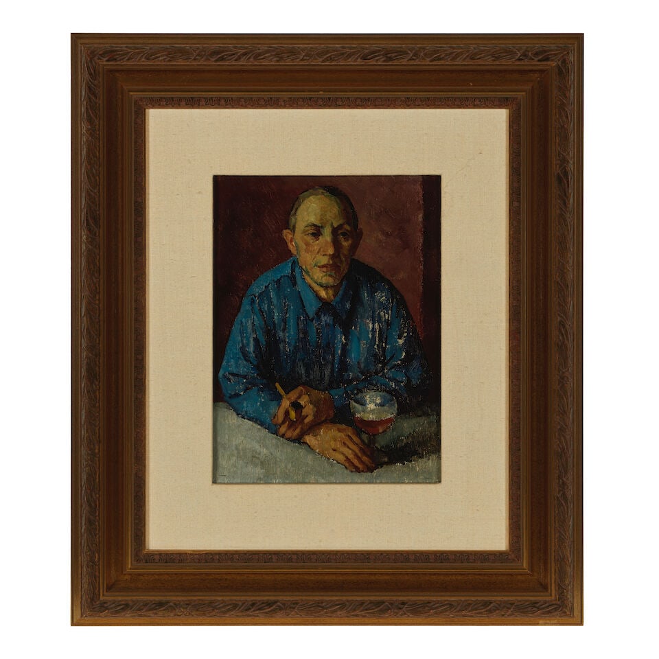 MISCHA ASKENAZY (1888-1961) Man with a Drink and Woman Sewing (a double-sided work) recto image ... - 4