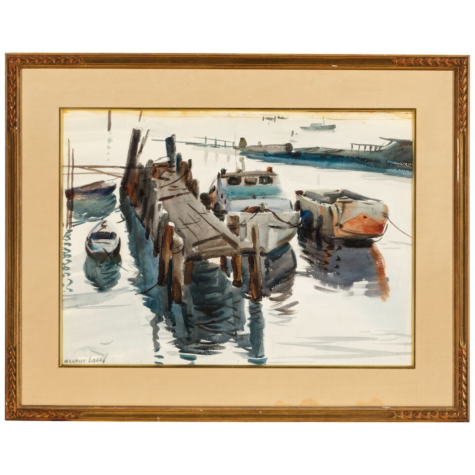 MAURICE LOGAN (1886-1977) Boats at the Dock sight 20 3/4 x 28 1/2 in. - 3