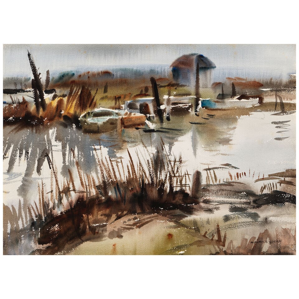 MAURICE LOGAN (1886-1977) Boats in Marshland sight 20 1/4 x 28 1/4 in. (1 of 3)