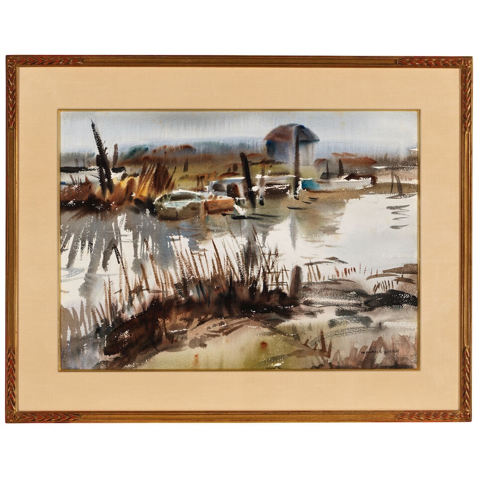 MAURICE LOGAN (1886-1977) Boats in Marshland sight 20 1/4 x 28 1/4 in. - 3