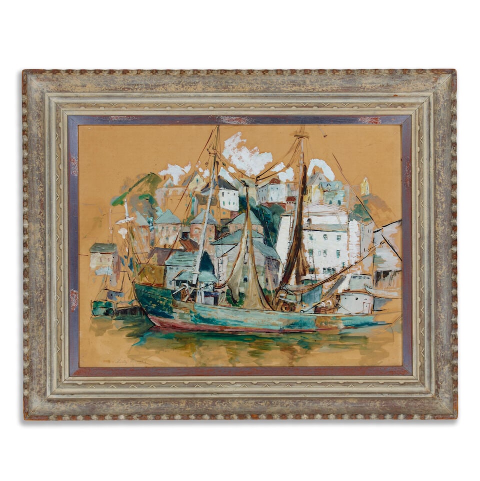 SHIRLEY MARIE RUSSELL (1886-1985) Harbor Scene sight 17 1/2 x 23 1/2 in. - 3