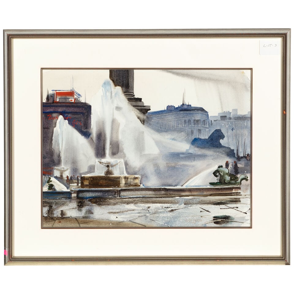 ELIOT O'HARA (1890-1969) Trafalgar Square in the Wind, London sight 16 x 21 in. (Executed in 1952.) - 3