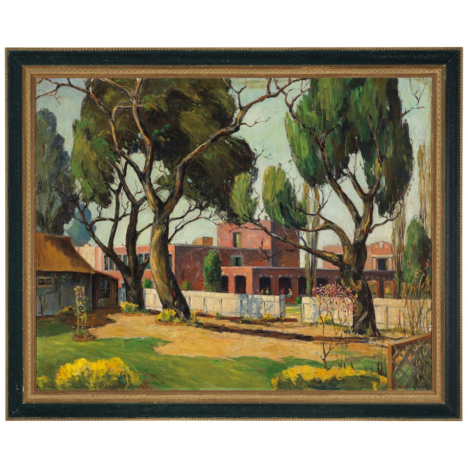 OLIVER MILBURN (1883-1932) Trees Along the Fence 38 x 48 in. - 3