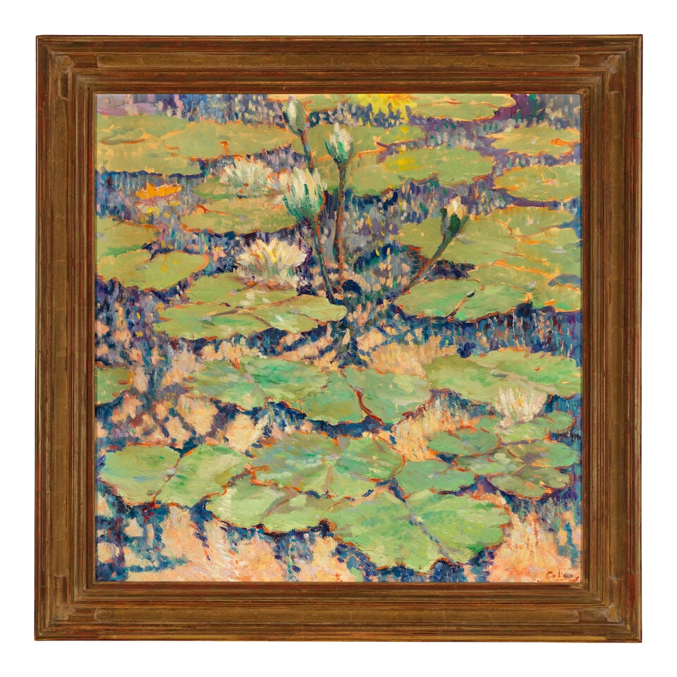 MARIA DEL CARMEN CALVO (1937-2019) December Morning (Water Lilies Study #38) 30 x 30 in. (Paint... - 3
