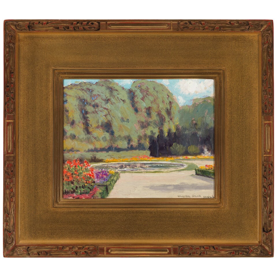 WILLIAM POSEY SILVA (1859-1948) Pool - Versailles 7 3/4 x 9 3/4 in. (Painted in 1922.) - 3