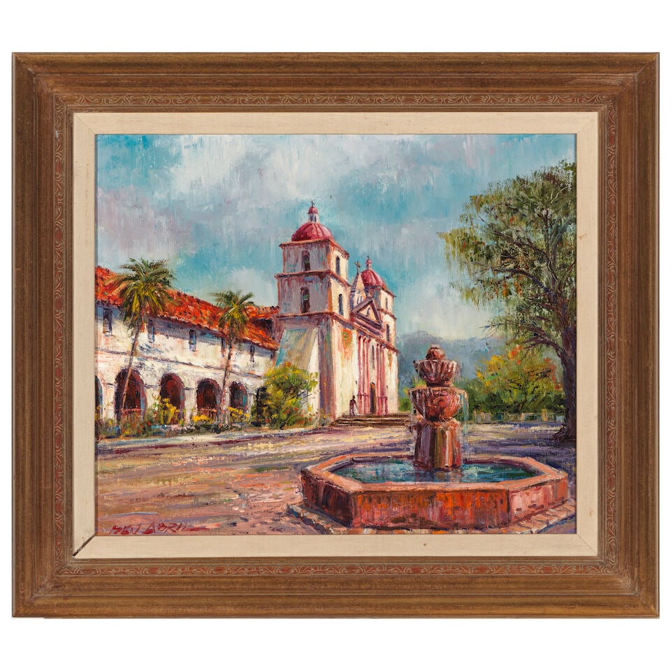 BEN ABRIL (1923-1995) Old Mission Santa Barbara, Founded 1786 20 1/4 x 24 in. - 3