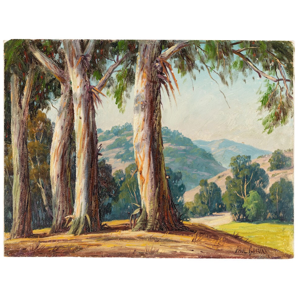 PAUL GRIMM (1891-1974) Eucalyptus and Old Oak Tree Near the Stream (a group of two) each 12 x 16... - 3