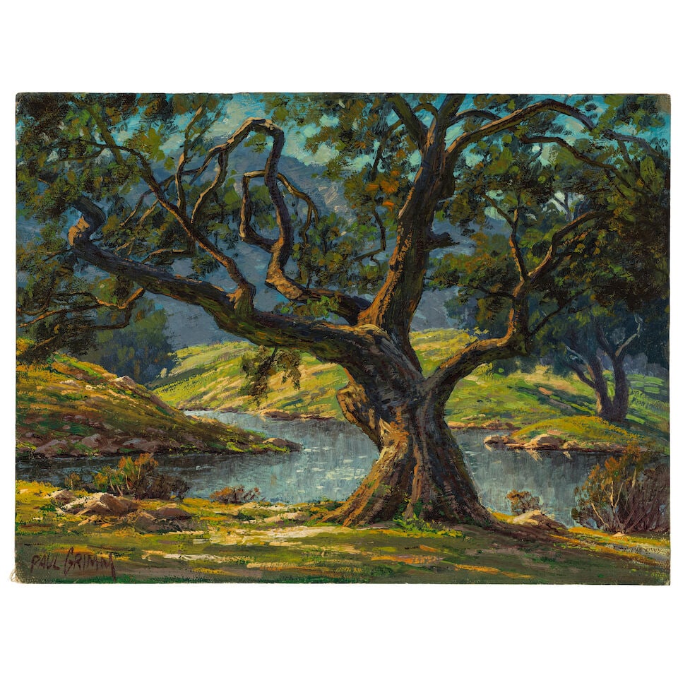 PAUL GRIMM (1891-1974) Eucalyptus and Old Oak Tree Near the Stream (a group of two) each 12 x 16... - 4