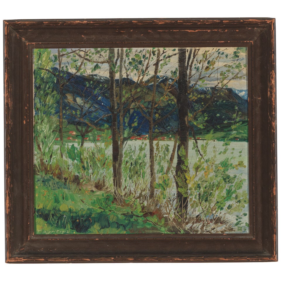 WALTER UFER (1876-1936) Spring at Tegernsee, Bavaria - After Rain 10 1/2 x 12 in. (Painted in Ma... - 3