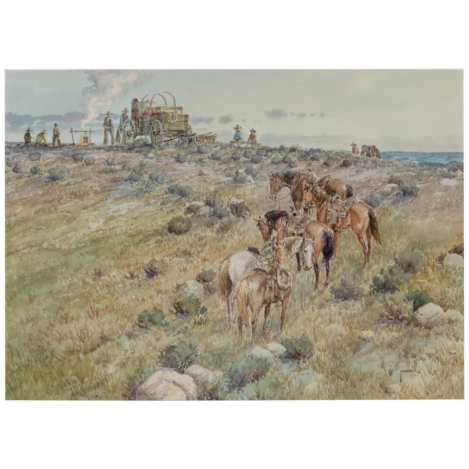 ROBERT PUMMILL (BORN 1936) Dining at the Club and Lost Trail (a group of two) first 15 1/4 x 21 ... (1 of 8)