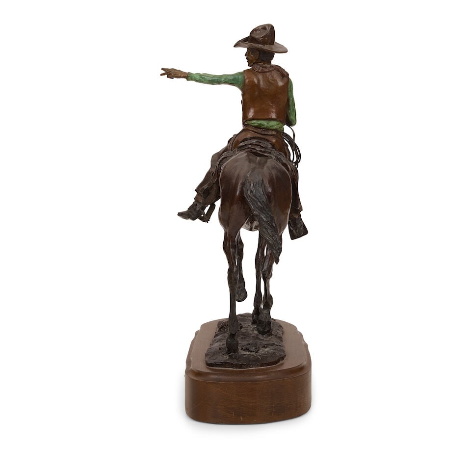 EARLE ERIK HEIKKA (1910-1941) Range Rider 13 1/2 in. high, on a 2 in. high wood base - 2