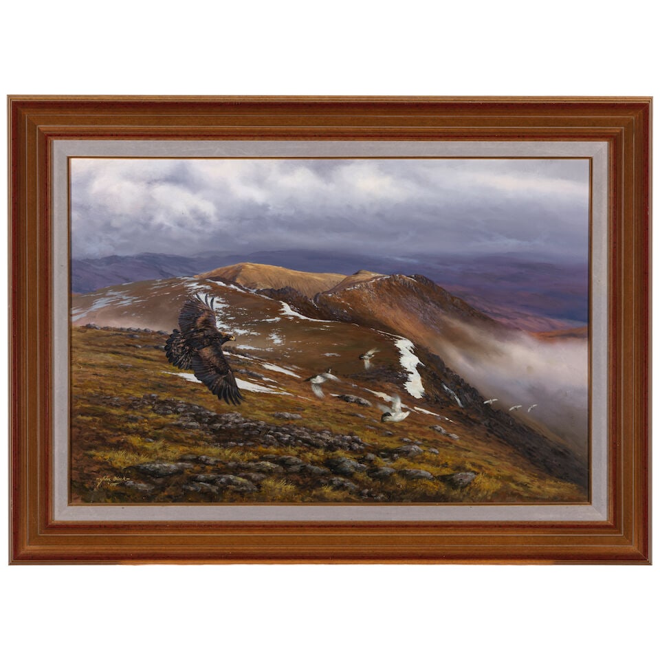JOHN BLACK (20th Century) Eagle Soaring Over a Landscape 24 x 36 in. (Painted in 2000.) - 3
