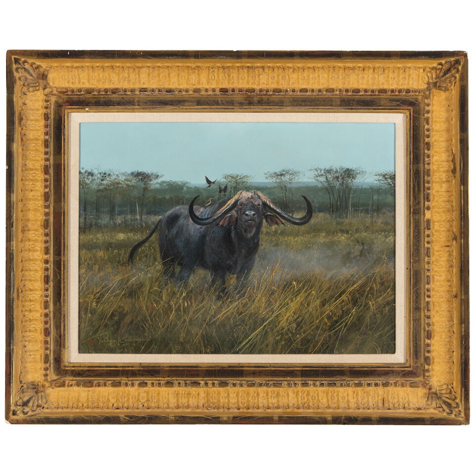 MICHAEL COLEMAN (BORN 1946) Record Cape Buffalo 14 x 19 in. (Painted in December 1989.) - 3