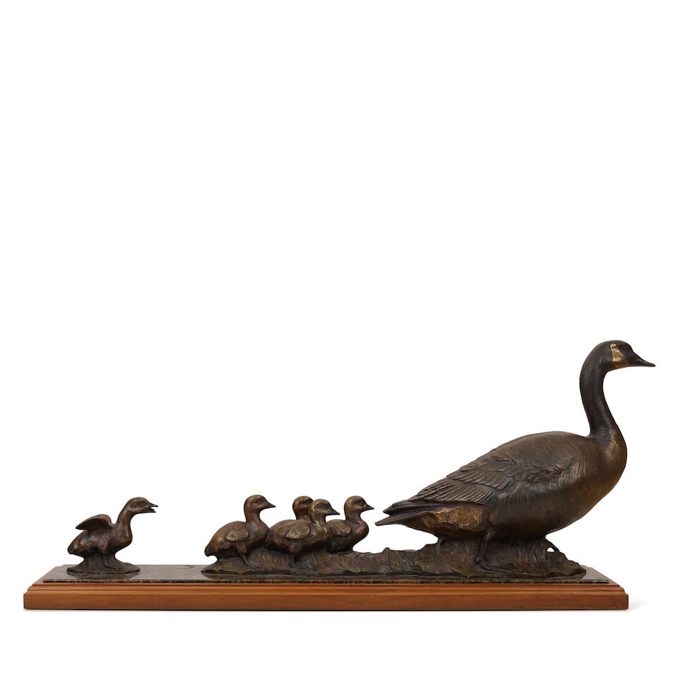JIM GILMORE (born 1950) Wild Goose Chase 11 3/4 in. high, on a 1 1/4 in. wood base - 3