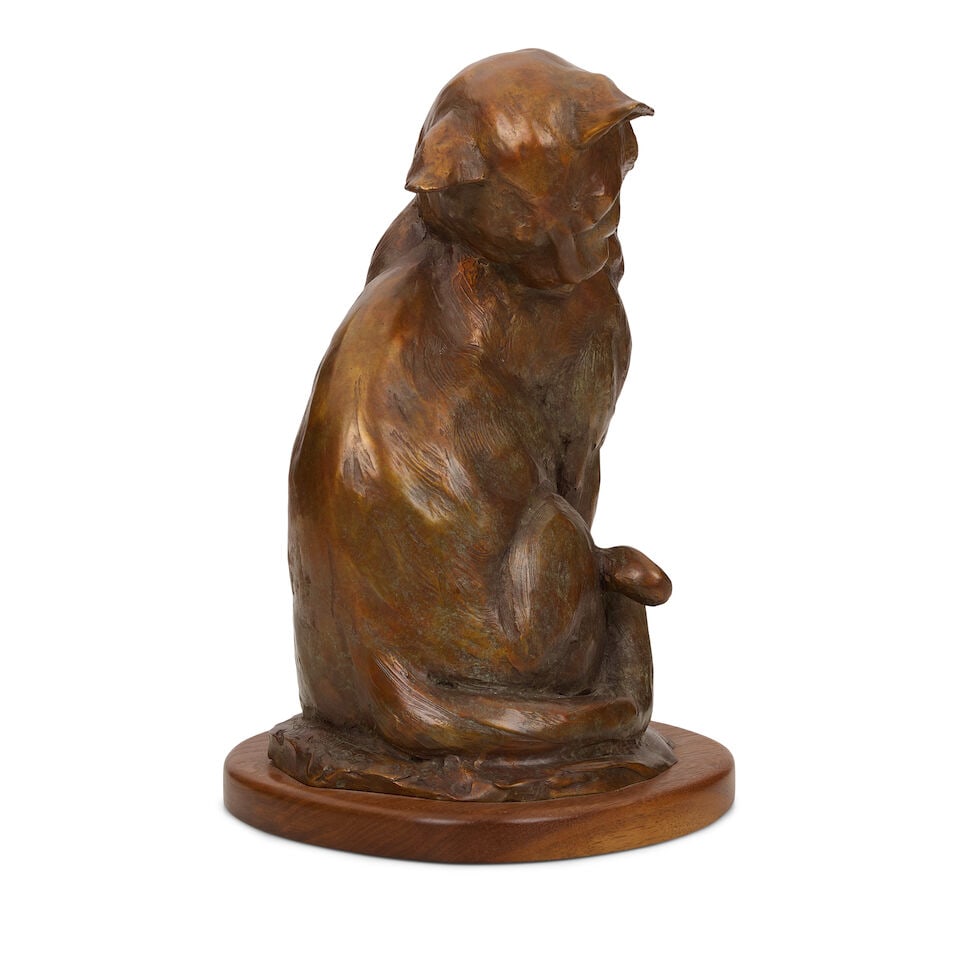 SANDY SCOTT (BORN 1943) Preening Cat 11 1/2 in. high, on a 3/4 in. high wood base - 4