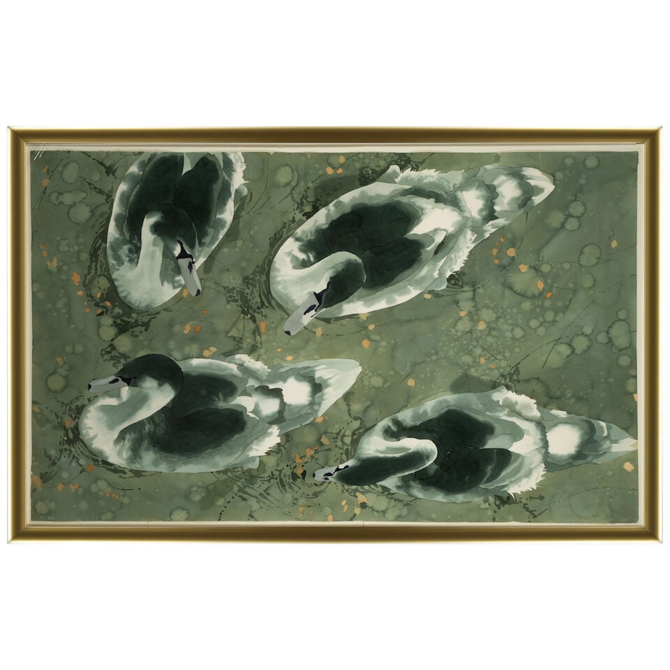 WILLIAM G. GARBE (1948-1989) Four Swans sight 43 1/2 x 71 in. (Executed in 1984.) - 3