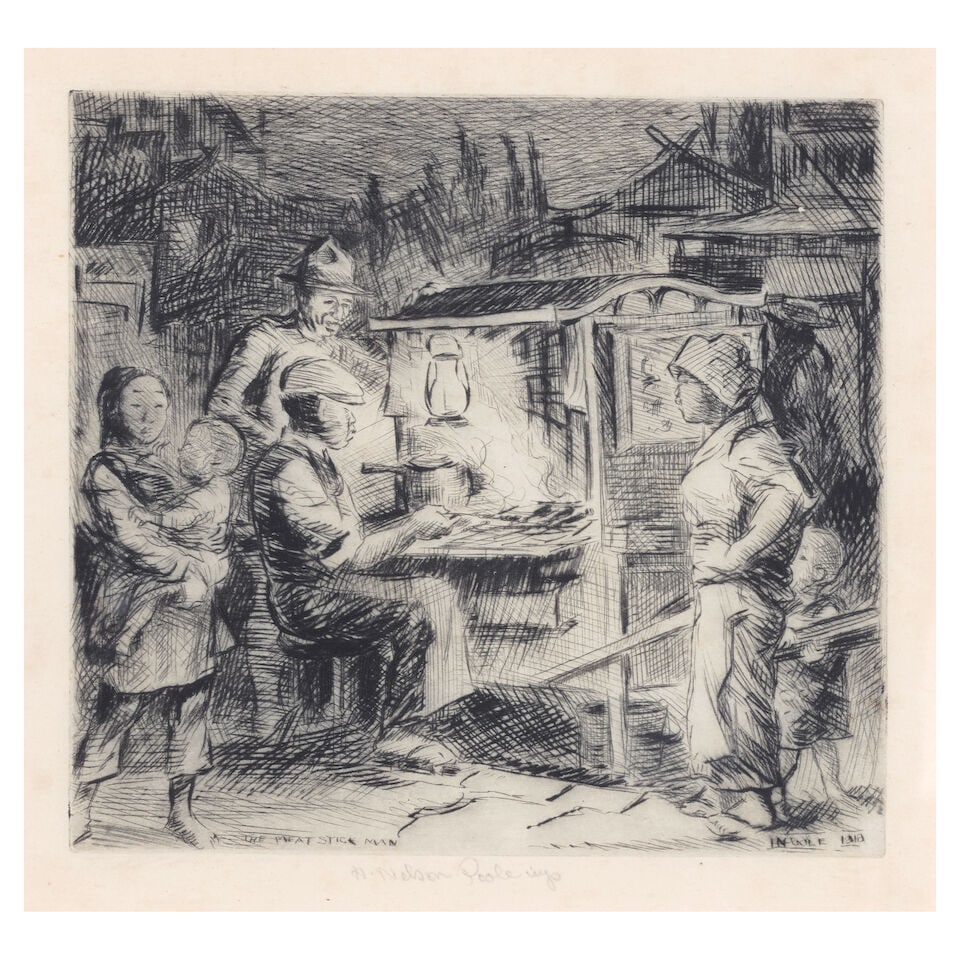 Horatio Nelson Poole (1884-1949); The Meat Stick Man; Honolulu Harbor; (2) - 4