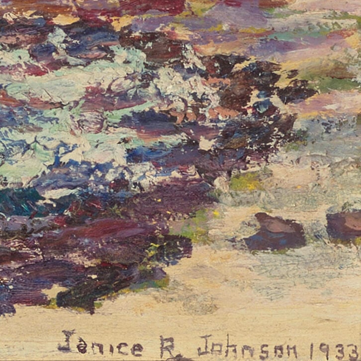 Janice R. Johnson (1902-1989) Coastal View, Windward, Oʻahu 9 x 12 in. (Painted in 1933.) - 2