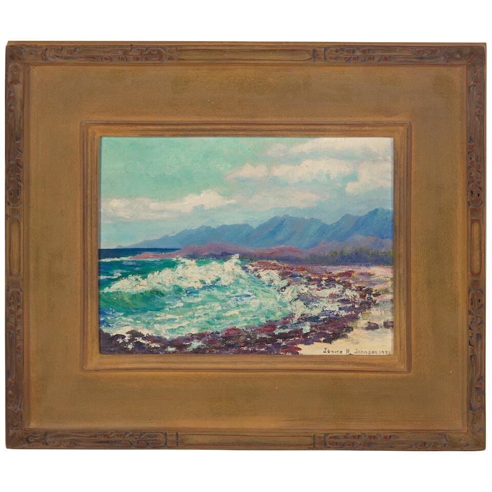Janice R. Johnson (1902-1989) Coastal View, Windward, Oʻahu 9 x 12 in. (Painted in 1933.) - 3