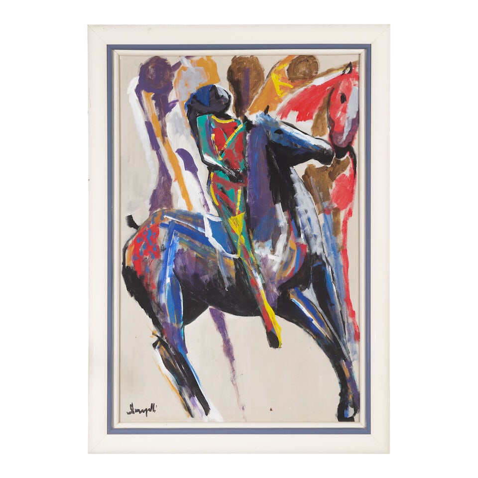 Luigi Fumagalli (born 1937) Rider on Horse 36 x 24 in. (Painted in 1966.) - 2